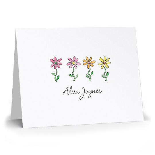 Row of Daisies Folded Note Cards